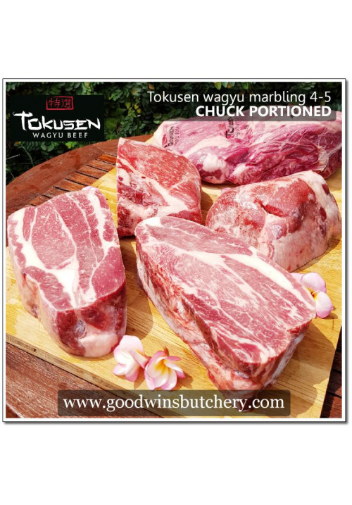 Beef CHUCK Wagyu Tokusen mbs <=5 aged frozen portioned cuts +/- 1.2kg (price/kg)